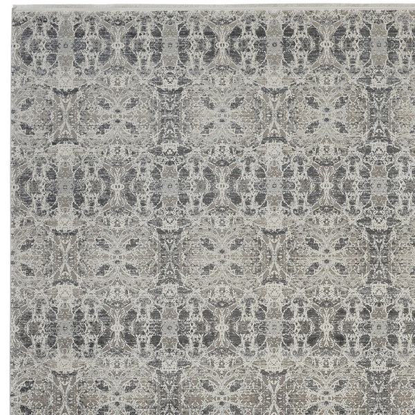 Homeroots 3' X 5' Ivory Taupe And Gray Oriental Power Loom Area Rug With Fringe Gray Viscose 566074