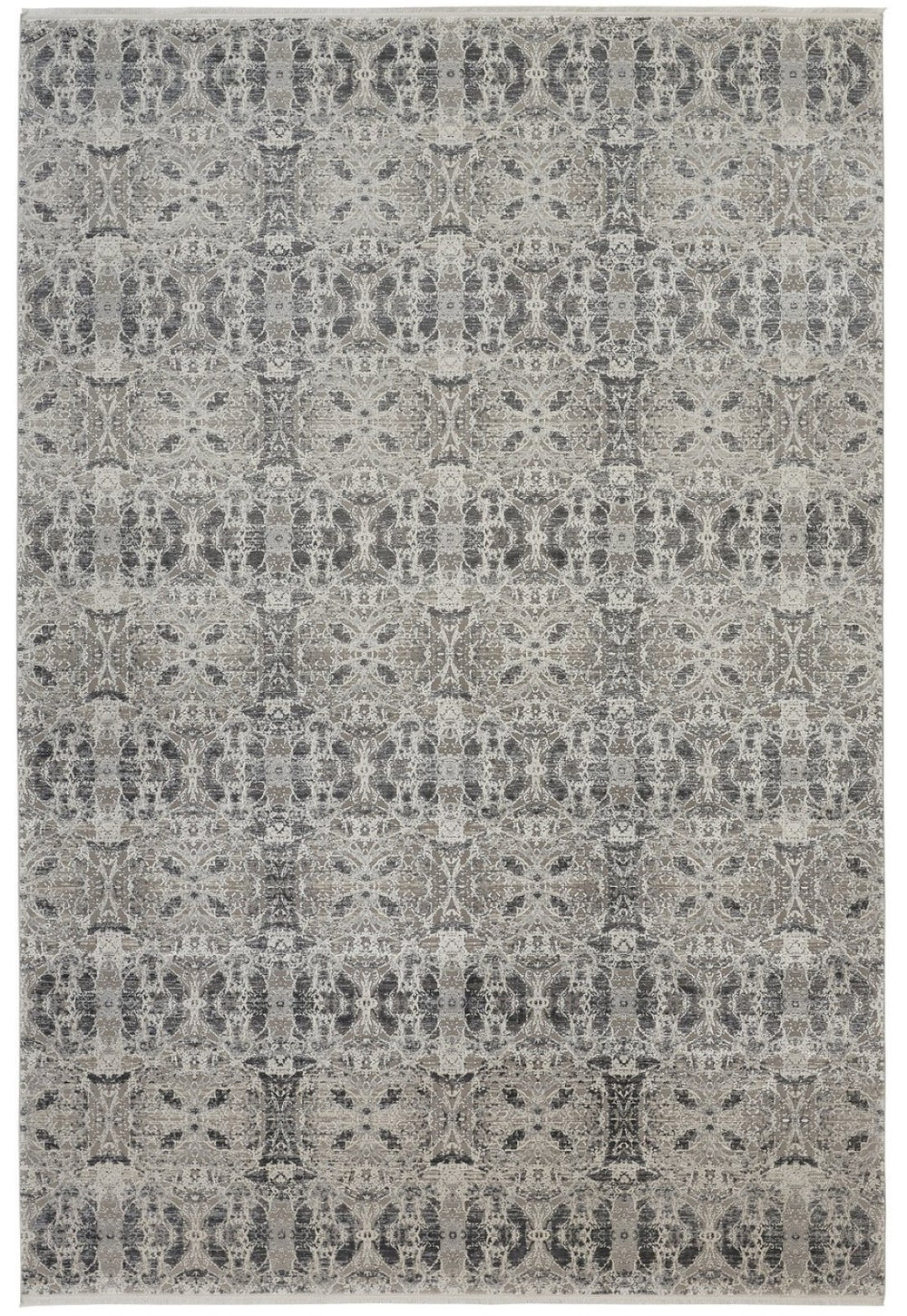 HomeRoots 5' Elegant Ivory Taupe and Gray Oriental Area Rug with Fringe - Timeless Design for Any Space 5' X 8' 566075