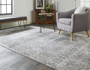 Homeroots 5' X 8' Ivory Taupe And Gray Oriental Power Loom Area Rug With Fringe Gray Viscose 566075