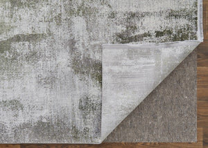 HomeRoots 3' Modern Ikat Area Rug in Gray-Silver and Green with Fringe - Durable Power Loom Design for Any Room 12' X 15' 566089