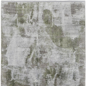 HomeRoots 3' Modern Ikat Area Rug in Gray-Silver and Green with Fringe - Durable Power Loom Design for Any Room 12' X 15' 566089