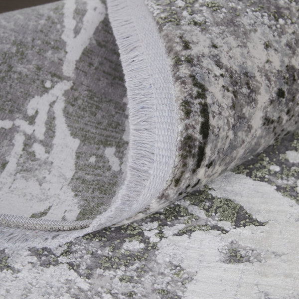 HomeRoots 3' Modern Abstract Taupe and Gray Power Loom Area Rug with Stylish Fringe for Any Room Decor 5' X 8' 566095