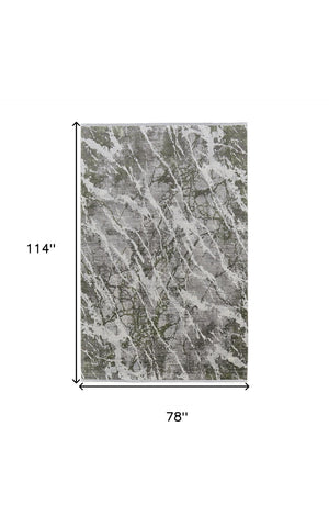 HomeRoots 3' Modern Abstract Taupe and Gray Power Loom Area Rug with Stylish Fringe for Any Room Decor 7' X 10' 566097