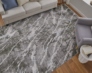 HomeRoots 3' Modern Abstract Taupe and Gray Power Loom Area Rug with Stylish Fringe for Any Room Decor 8' X 11' 566099