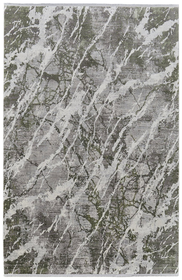 HomeRoots 3' Modern Abstract Taupe and Gray Power Loom Area Rug with Stylish Fringe for Any Room Decor 10' X 13' 566102