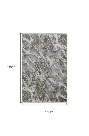 HomeRoots 3' Modern Abstract Taupe and Gray Power Loom Area Rug with Stylish Fringe for Any Room Decor 10' X 13' 566102