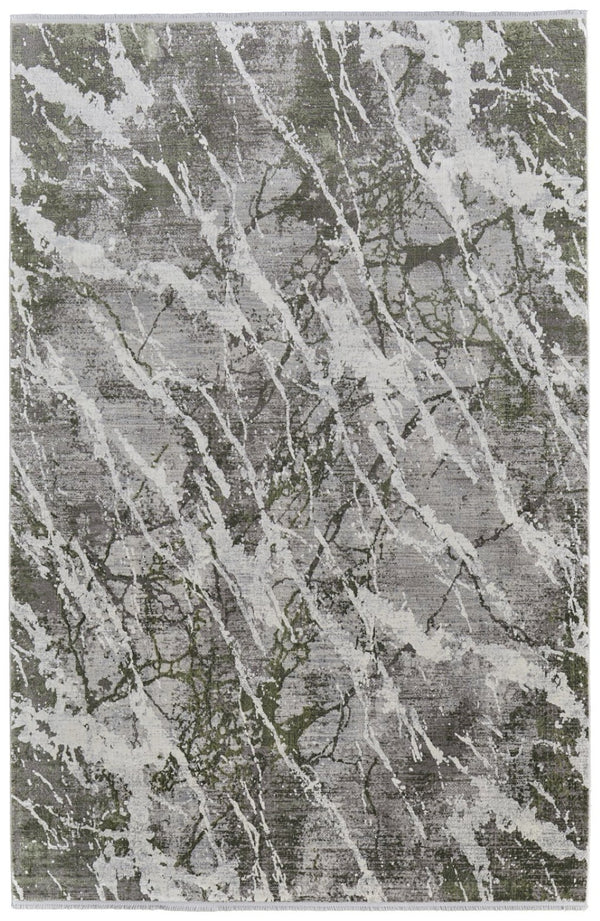 HomeRoots 3' Modern Abstract Taupe and Gray Power Loom Area Rug with Stylish Fringe for Any Room Decor 12' X 18' 566104