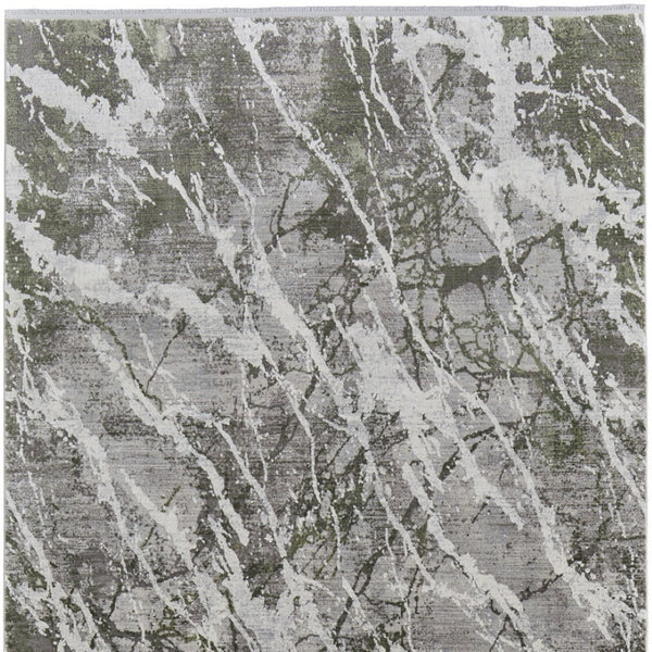 HomeRoots 3' Modern Abstract Taupe and Gray Power Loom Area Rug with Stylish Fringe for Any Room Decor 12' X 18' 566104