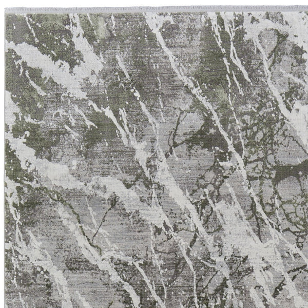 HomeRoots 3' Modern Abstract Taupe and Gray Power Loom Area Rug with Stylish Fringe for Any Room Decor 13' X 20' 566106