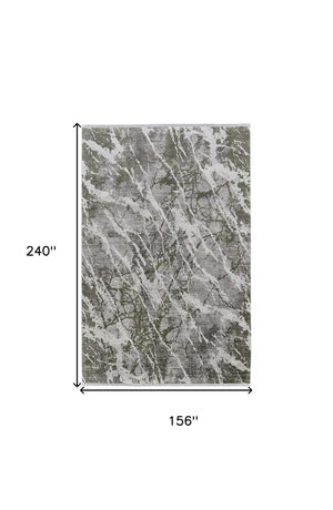 HomeRoots 3' Modern Abstract Taupe and Gray Power Loom Area Rug with Stylish Fringe for Any Room Decor 13' X 20' 566106