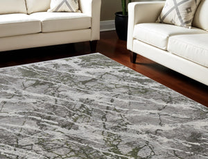 HomeRoots 3' Modern Abstract Taupe and Gray Power Loom Area Rug with Stylish Fringe for Any Room Decor 12' X 15' 566108