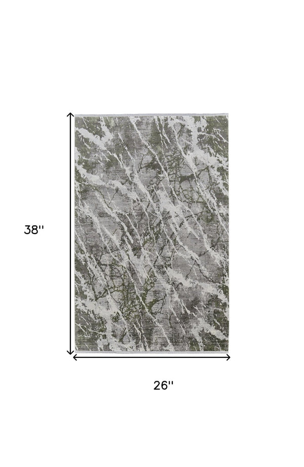 HomeRoots 3' Modern Abstract Taupe and Gray Power Loom Area Rug with Stylish Fringe for Any Room Decor 2' X 3' 566110