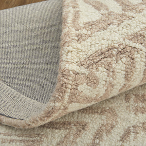 Homeroots 5' X 8' Brown And Ivory Wool Geometric Hand Tufted Area Rug Ivory Wool 566112