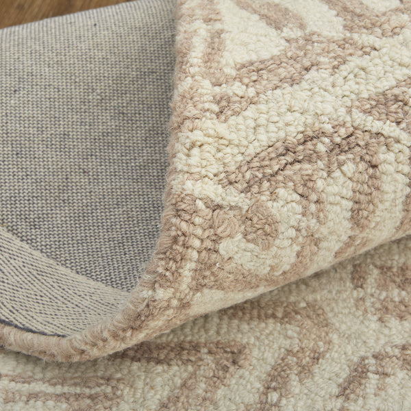 Homeroots 5' X 8' Brown And Ivory Wool Geometric Hand Tufted Area Rug Ivory Wool 566112