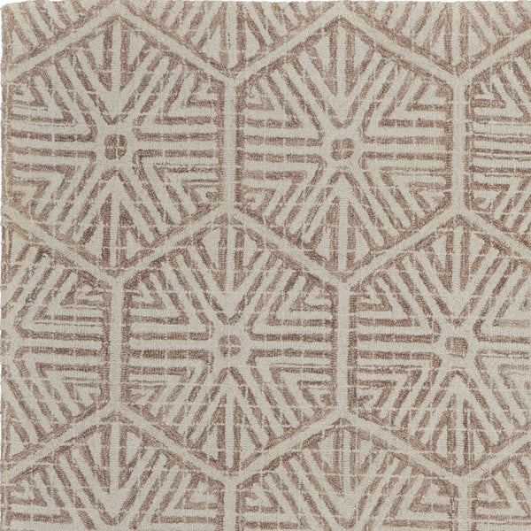 Homeroots 5' X 8' Brown And Ivory Wool Geometric Hand Tufted Area Rug Ivory Wool 566112