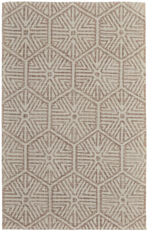 Homeroots 5' X 8' Brown And Ivory Wool Geometric Hand Tufted Area Rug Ivory Wool 566112