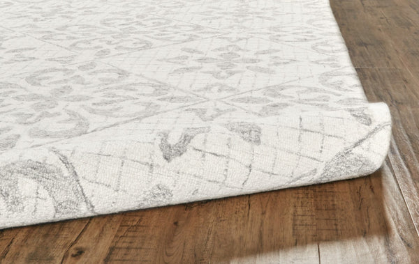 HomeRoots 5' Hand-Tufted Wool Area Rug with Floral Ivory and Gray Design for Timeless Elegance and Durability 8' X 10' 566118
