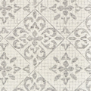 HomeRoots 5' Hand-Tufted Wool Area Rug with Floral Ivory and Gray Design for Timeless Elegance and Durability 8' X 10' 566118