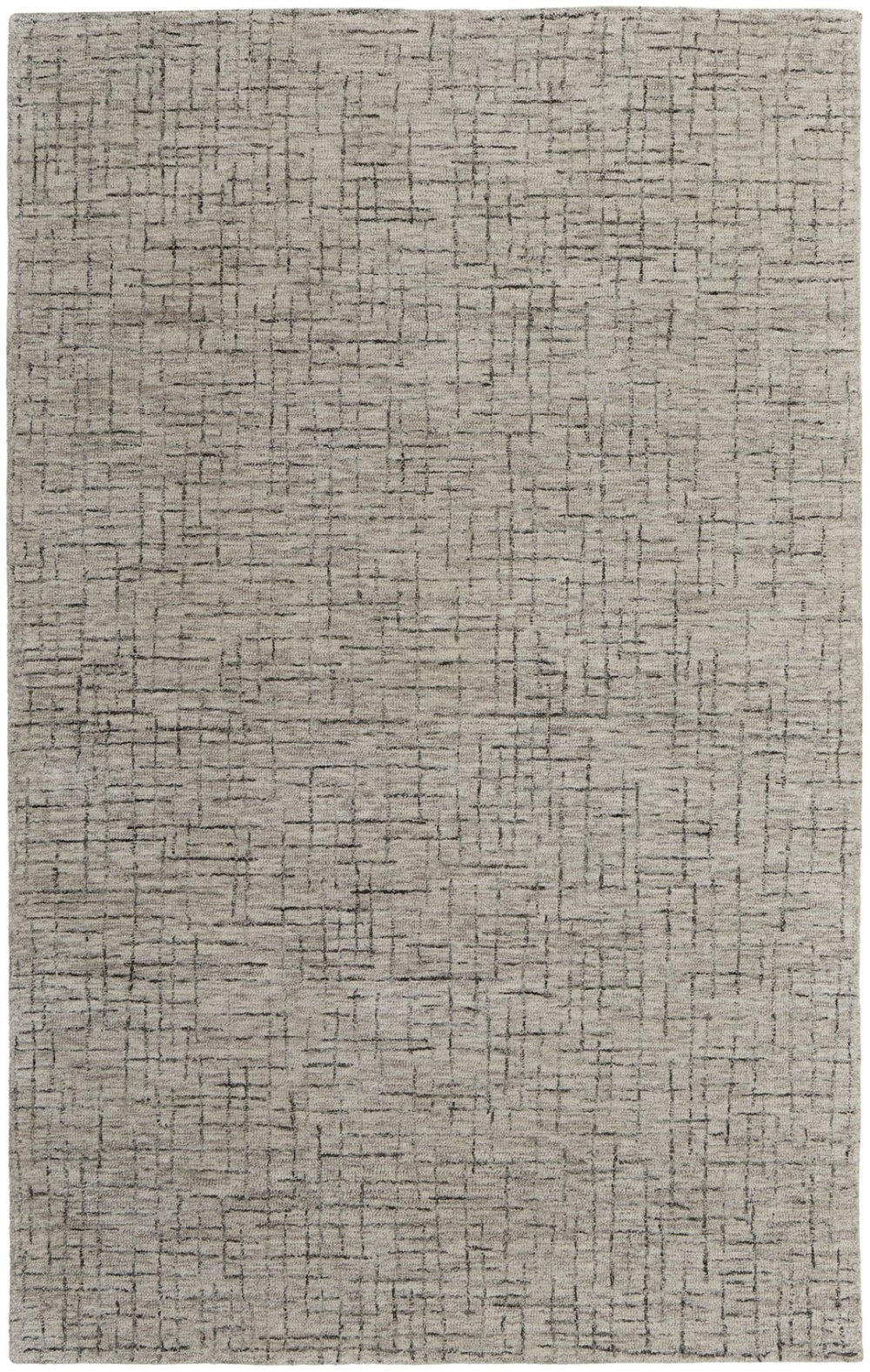 HomeRoots 5' Ivory and Gray Hand-Tufted Wool Area Rug - Distressed Design for Modern & Traditional Spaces 5' X 8' 566120