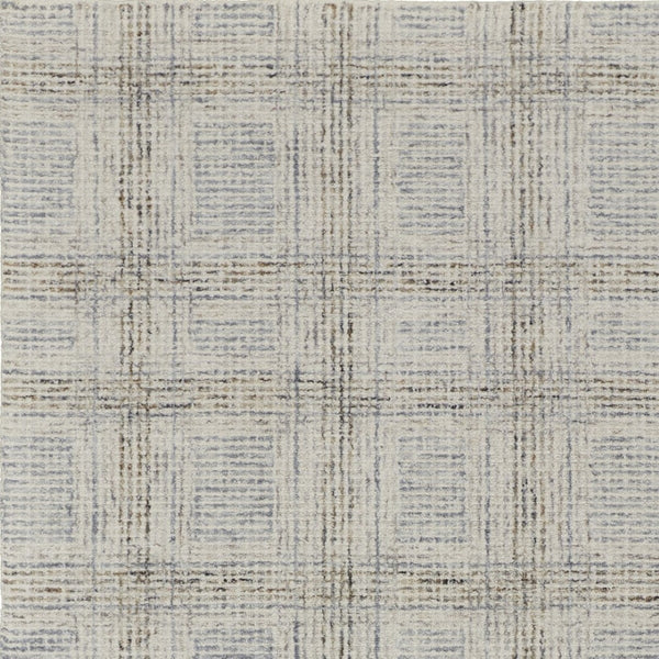 HomeRoots 10' Wool Area Rug with Ivory and Gray Geometric Pattern - Durable Hand-Tufted Design for Any Room 10' X 14' 566130