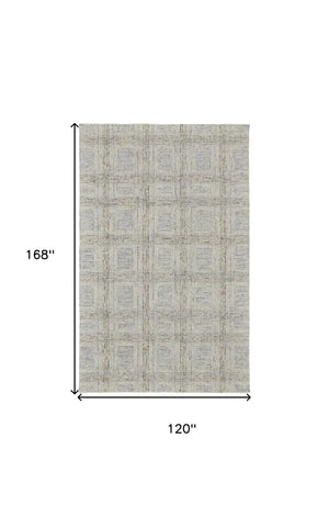 HomeRoots 10' Wool Area Rug with Ivory and Gray Geometric Pattern - Durable Hand-Tufted Design for Any Room 10' X 14' 566130