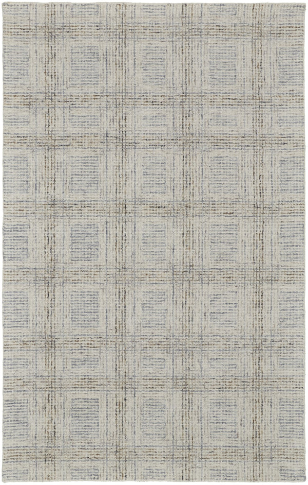 HomeRoots 10' Wool Area Rug with Ivory and Gray Geometric Pattern - Durable Hand-Tufted Design for Any Room 10' X 14' 566130
