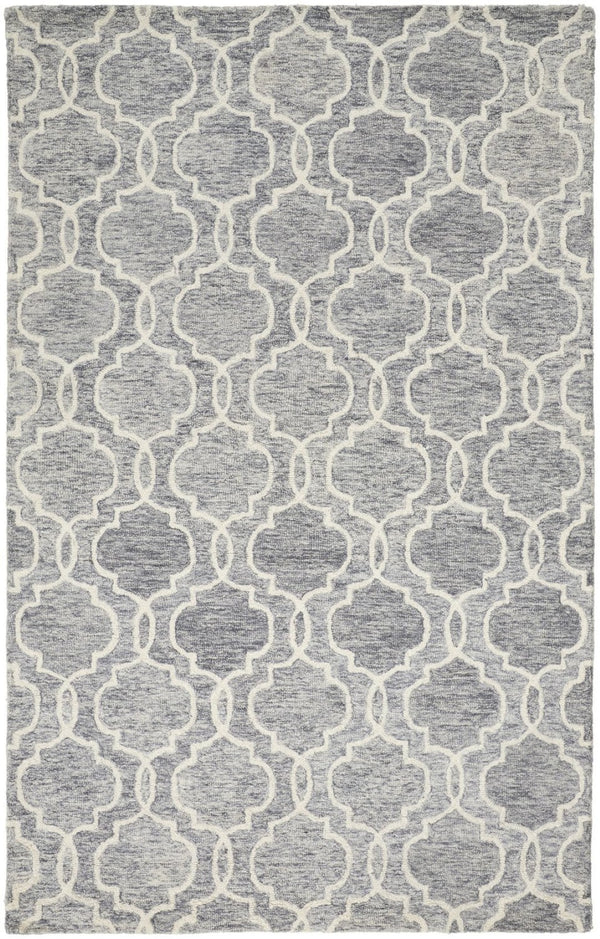 HomeRoots 10' Luxurious Ivory and Gray Wool Geometric Hand-Tufted Area Rug for Modern Living Spaces and Comfort 10' X 14' 566132