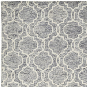 HomeRoots 10' Luxurious Ivory and Gray Wool Geometric Hand-Tufted Area Rug for Modern Living Spaces and Comfort 10' X 14' 566132