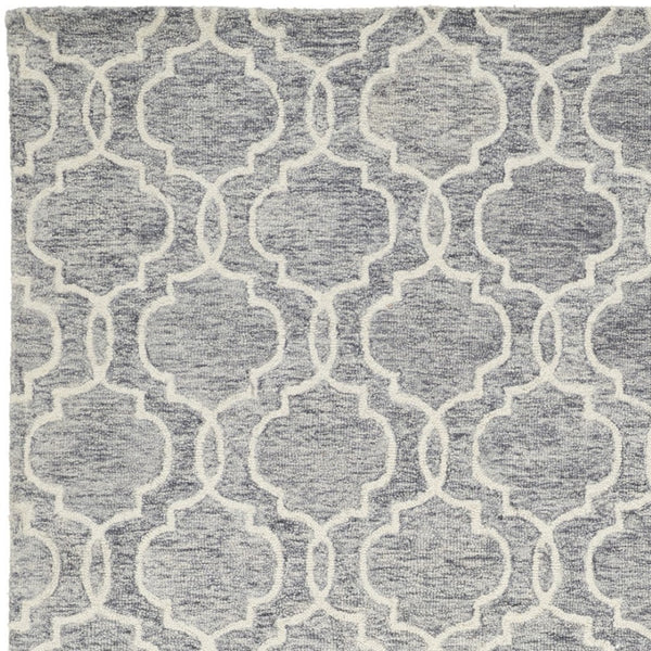HomeRoots 10' Luxurious Ivory and Gray Wool Geometric Hand-Tufted Area Rug for Modern Living Spaces and Comfort 10' X 14' 566132