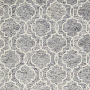 HomeRoots 10' Luxurious Ivory and Gray Wool Geometric Hand-Tufted Area Rug for Modern Living Spaces and Comfort 10' X 14' 566132