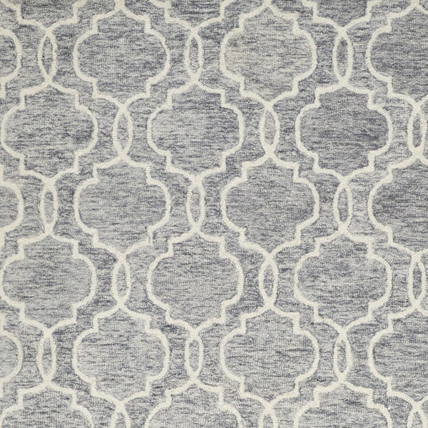 HomeRoots 10' Luxurious Ivory and Gray Wool Geometric Hand-Tufted Area Rug for Modern Living Spaces and Comfort 10' X 14' 566132