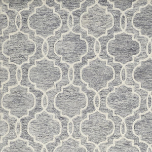 HomeRoots 10' Luxurious Ivory and Gray Wool Geometric Hand-Tufted Area Rug for Modern Living Spaces and Comfort 12' X 15' 566133