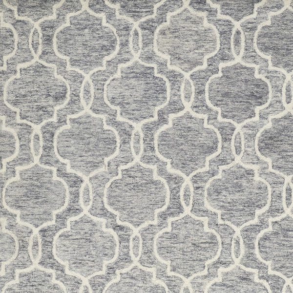 HomeRoots 10' Luxurious Ivory and Gray Wool Geometric Hand-Tufted Area Rug for Modern Living Spaces and Comfort 12' X 15' 566133