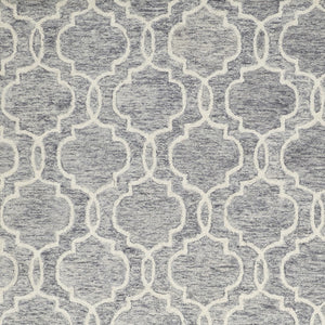 HomeRoots 10' Luxurious Ivory and Gray Wool Geometric Hand-Tufted Area Rug for Modern Living Spaces and Comfort 12' X 15' 566133