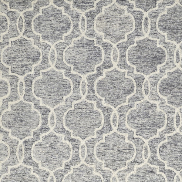 HomeRoots 10' Luxurious Ivory and Gray Wool Geometric Hand-Tufted Area Rug for Modern Living Spaces and Comfort 12' X 15' 566133