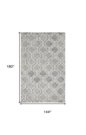 HomeRoots 10' Luxurious Ivory and Gray Wool Geometric Hand-Tufted Area Rug for Modern Living Spaces and Comfort 12' X 15' 566133