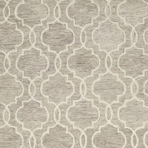 HomeRoots 10' Luxurious Ivory and Gray Wool Geometric Hand-Tufted Area Rug for Modern Living Spaces and Comfort 10' X 14' 566134