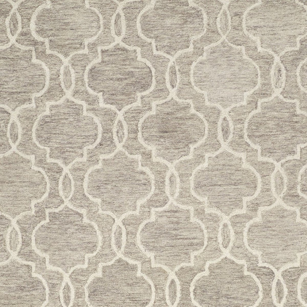 HomeRoots 10' Luxurious Ivory and Gray Wool Geometric Hand-Tufted Area Rug for Modern Living Spaces and Comfort 10' X 14' 566134