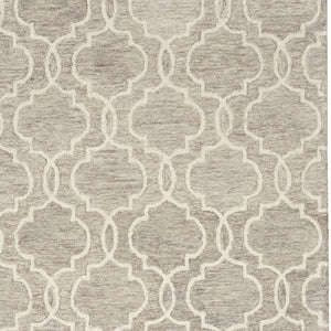 HomeRoots 10' Luxurious Ivory and Gray Wool Geometric Hand-Tufted Area Rug for Modern Living Spaces and Comfort 10' X 14' 566134