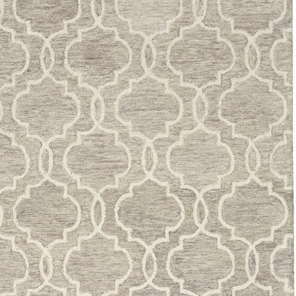 HomeRoots 10' Luxurious Ivory and Gray Wool Geometric Hand-Tufted Area Rug for Modern Living Spaces and Comfort 10' X 14' 566134