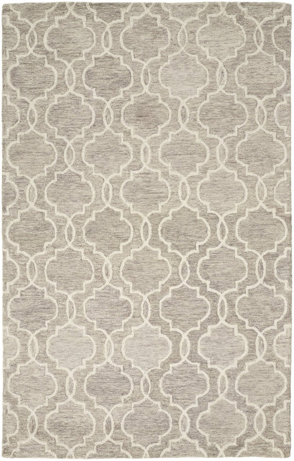 HomeRoots 10' Luxurious Ivory and Gray Wool Geometric Hand-Tufted Area Rug for Modern Living Spaces and Comfort 10' X 14' 566134