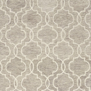 HomeRoots 10' Luxurious Ivory and Gray Wool Geometric Hand-Tufted Area Rug for Modern Living Spaces and Comfort 12' X 15' 566135