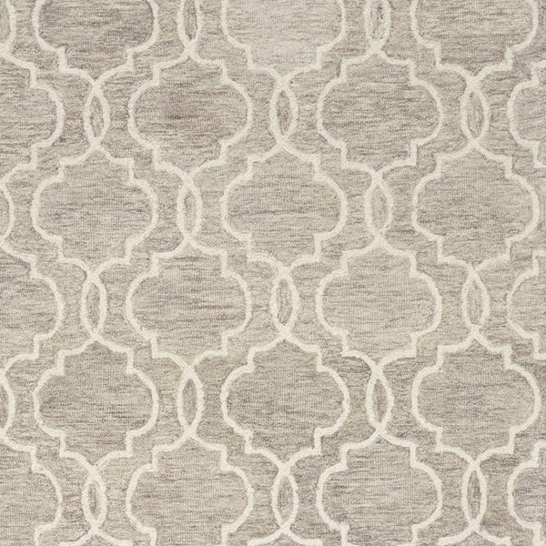 HomeRoots 10' Luxurious Ivory and Gray Wool Geometric Hand-Tufted Area Rug for Modern Living Spaces and Comfort 12' X 15' 566135