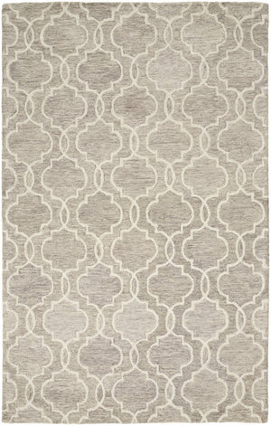 HomeRoots 10' Luxurious Ivory and Gray Wool Geometric Hand-Tufted Area Rug for Modern Living Spaces and Comfort 12' X 15' 566135