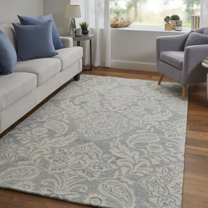 HomeRoots 10' Hand-Tufted Wool Oriental Area Rug in Blue and Ivory – Timeless Elegance for Your Home Decor 10' X 14' 566136