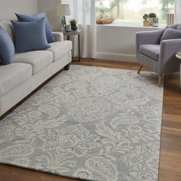 HomeRoots 10' Hand-Tufted Wool Oriental Area Rug in Blue and Ivory – Timeless Elegance for Your Home Decor 10' X 14' 566136