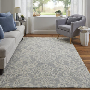 HomeRoots 10' Hand-Tufted Wool Oriental Area Rug in Blue and Ivory – Timeless Elegance for Your Home Decor 10' X 14' 566136