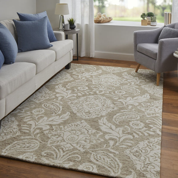 HomeRoots 10' Hand-Tufted Wool Oriental Area Rug in Blue and Ivory – Timeless Elegance for Your Home Decor 10' X 14' 566138