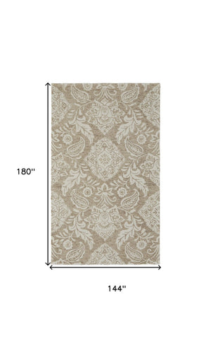 HomeRoots 10' Hand-Tufted Wool Oriental Area Rug in Blue and Ivory – Timeless Elegance for Your Home Decor 12' X 15' 566139