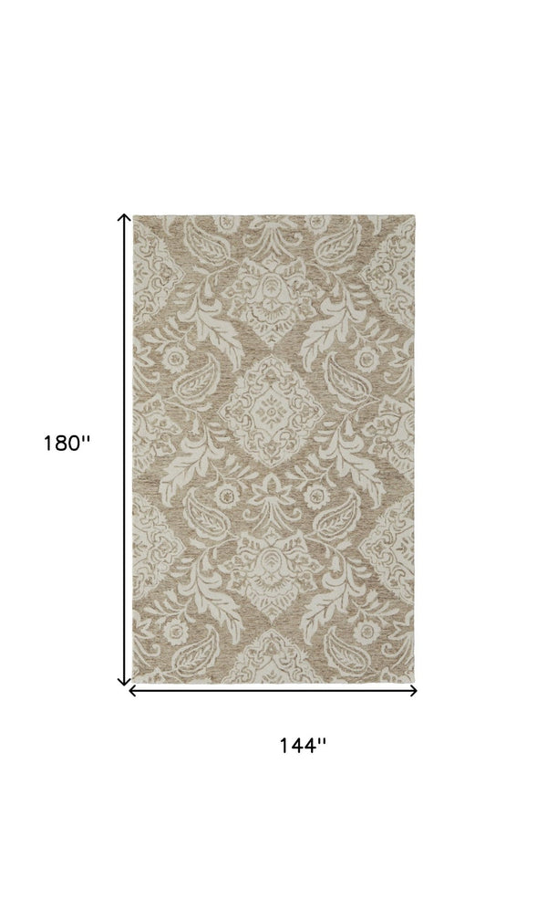 HomeRoots 10' Hand-Tufted Wool Oriental Area Rug in Blue and Ivory – Timeless Elegance for Your Home Decor 12' X 15' 566139